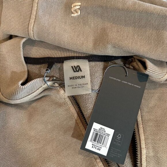 VRST Men Size M Warm Mushroom Brown Washed Terry Half-Zip‎ Pullover Shirt NWT - Picture 6 of 7